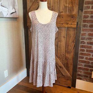 Polka Dot Sleeveless Midi Dress Black on Blush Pink – Size M/L (Stretchy)